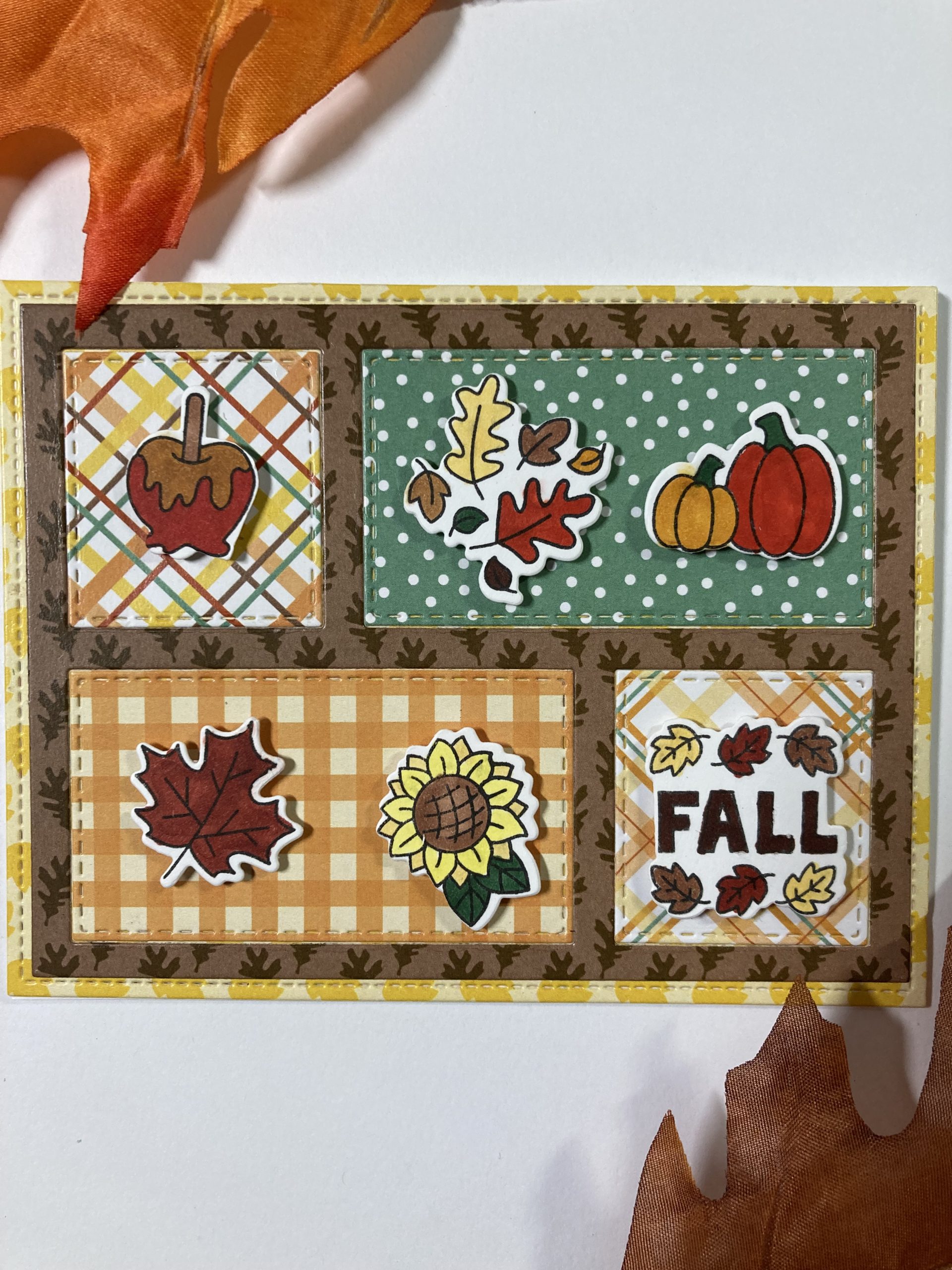 Handmade card with fall icons